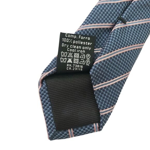 Boss Hugo Boss Tie Mens Blue Silk Narrow Stripes Luxury Designer Made in Italy - Picture 10 of 11